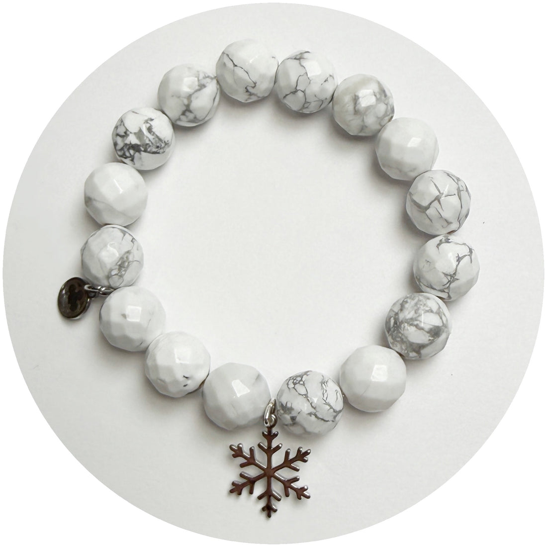 White Howlite with Silver Pavé Stellar Snowflake
