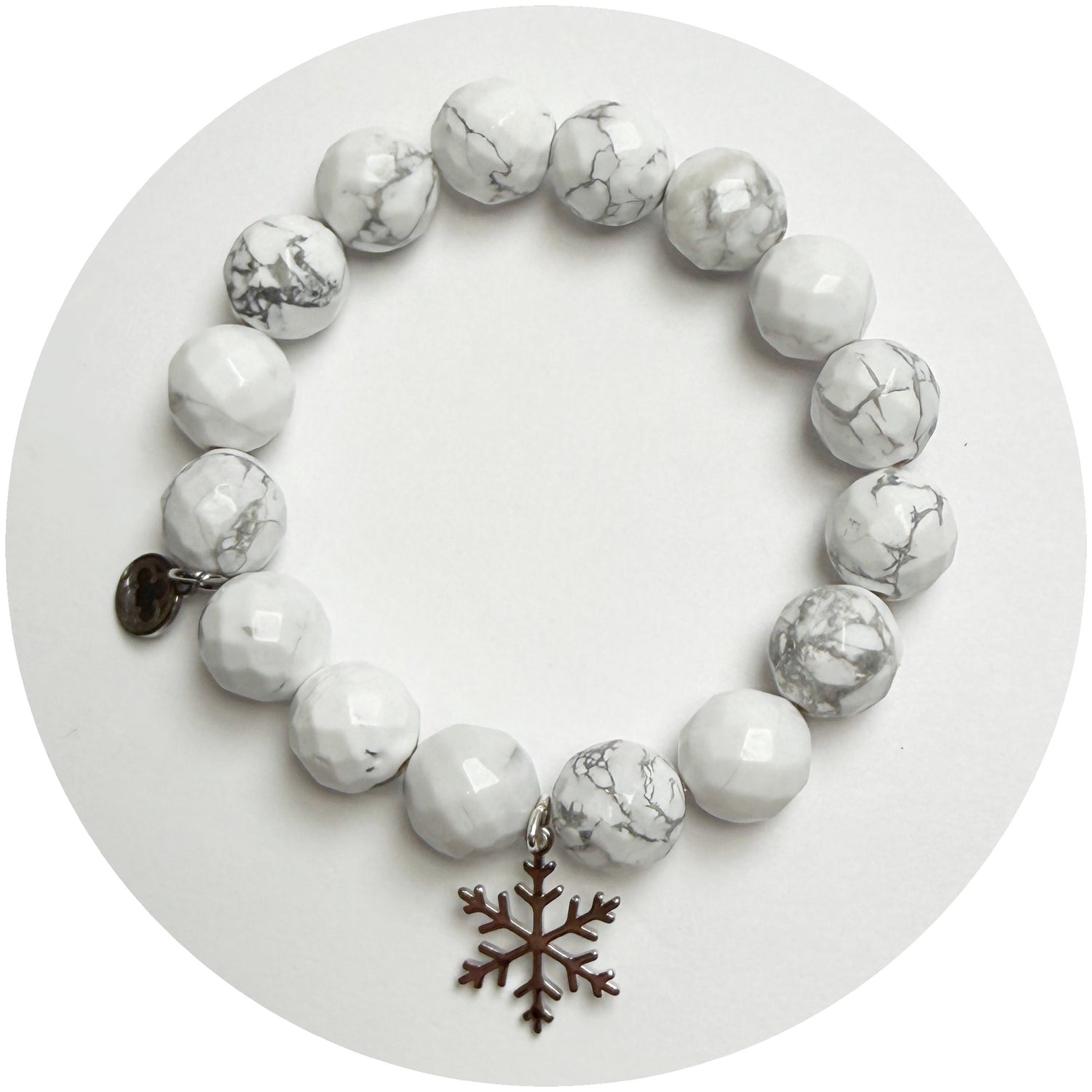 White Howlite with Silver Pavé Stellar Snowflake