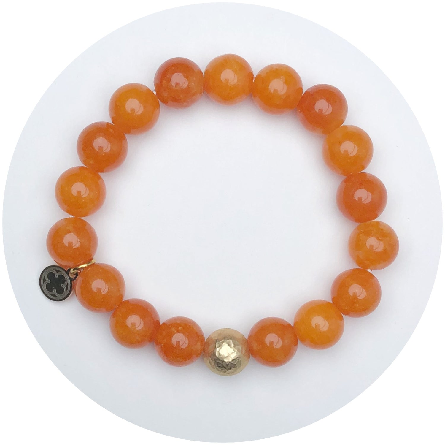 Orange Jade with Hammered Gold Accent