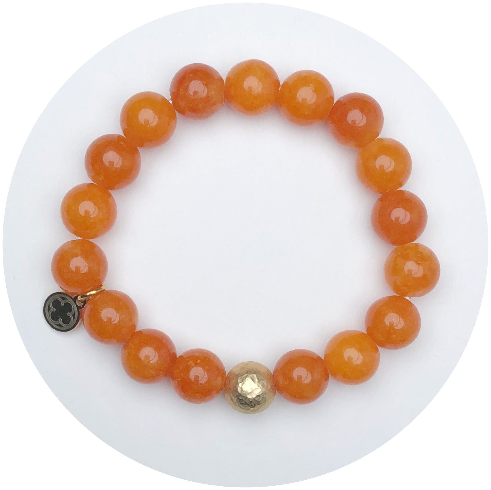 Orange Jade with Hammered Gold Accent