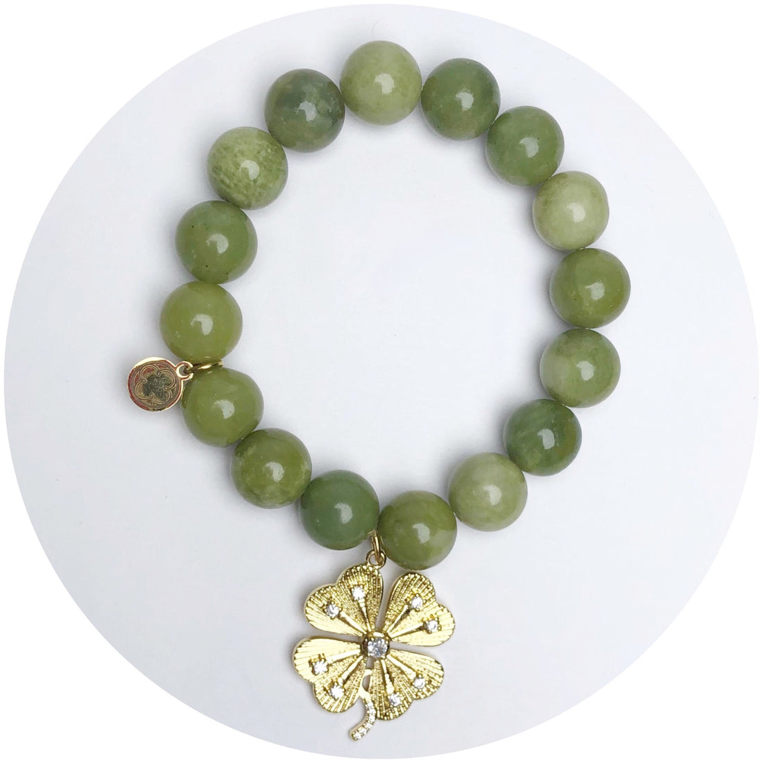 Green Garnet with Pavé Lucky Clover