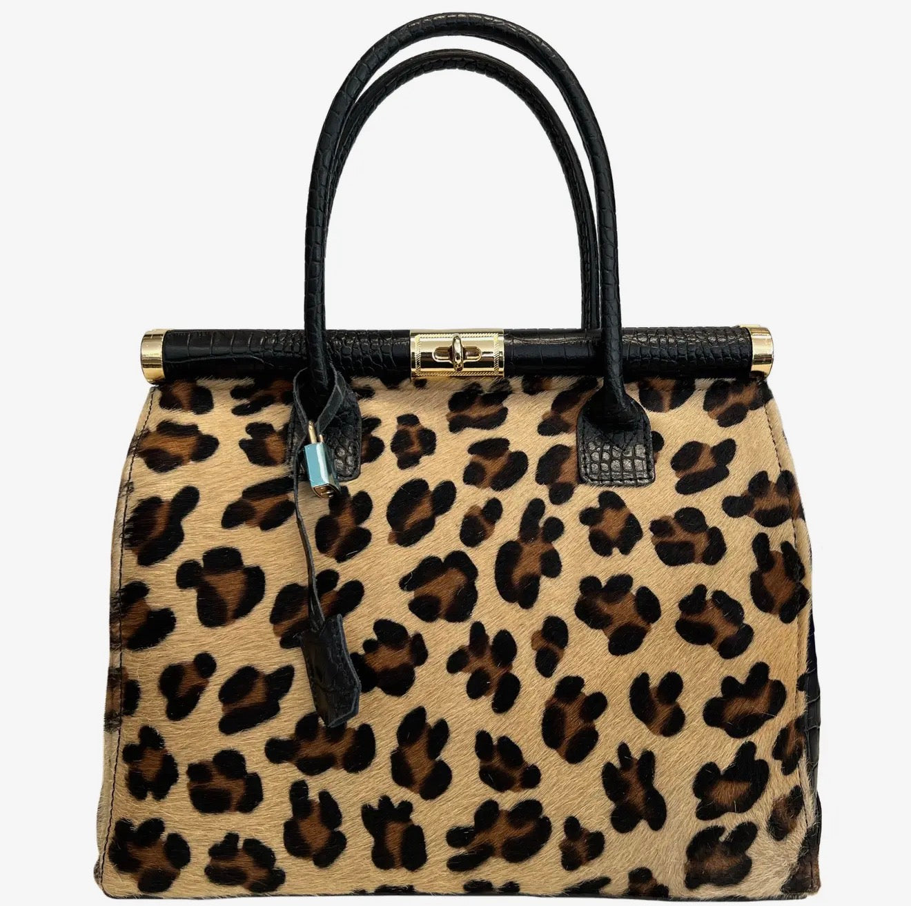 Caterina Leopard Pony Hair Leather Handbag