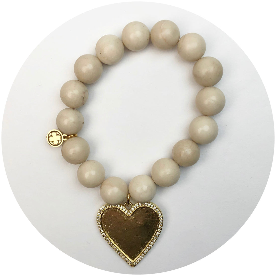 Champagne Jade with Pavé Gold Heart Pendant