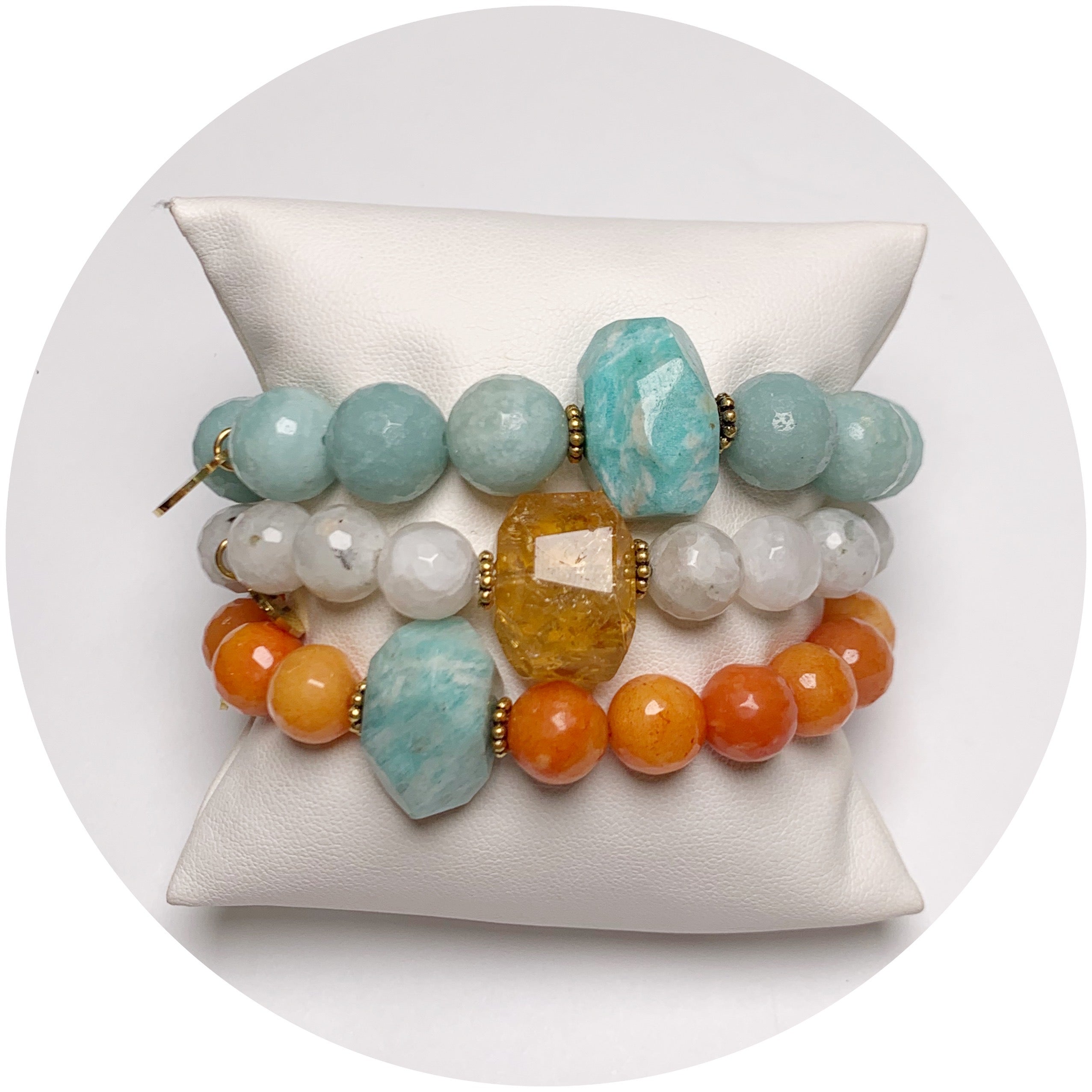 Amazonite &amp; Orange Jade Rock Candy Armparty