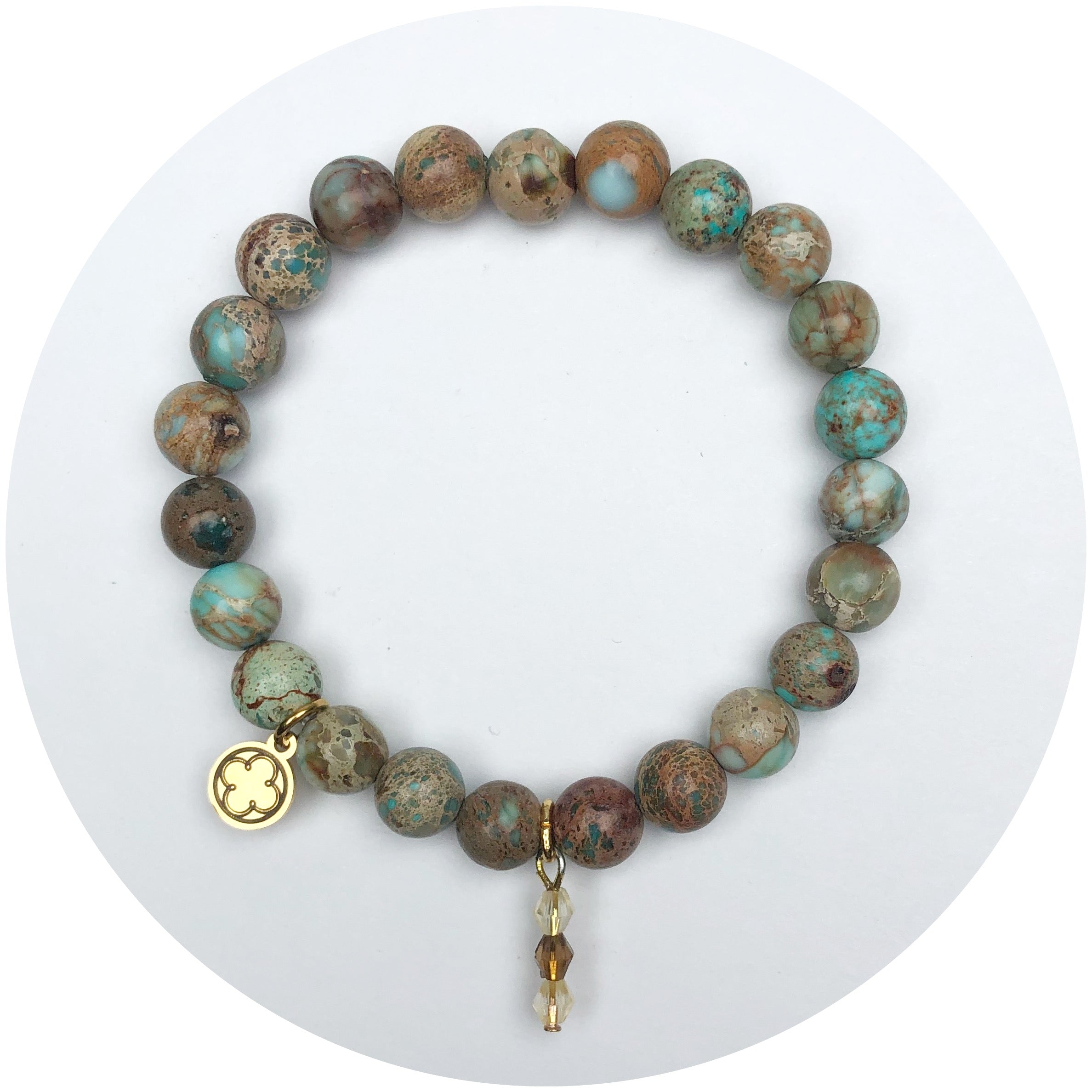 Bronze Jasper with Walnut Beaded Crystal Pendant