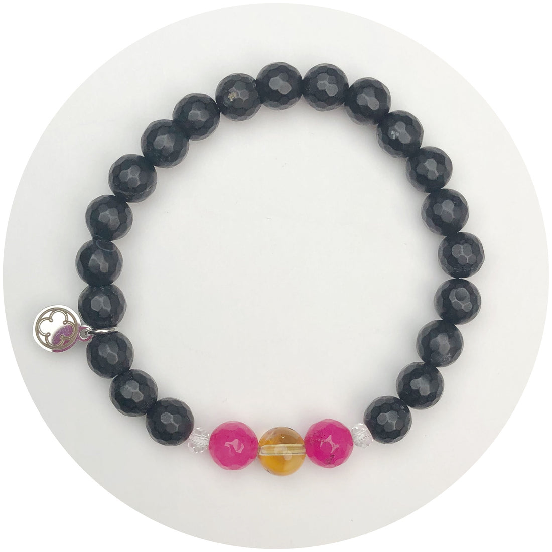 Midnight Agate with Fuchsia and Citrine Jade Accent