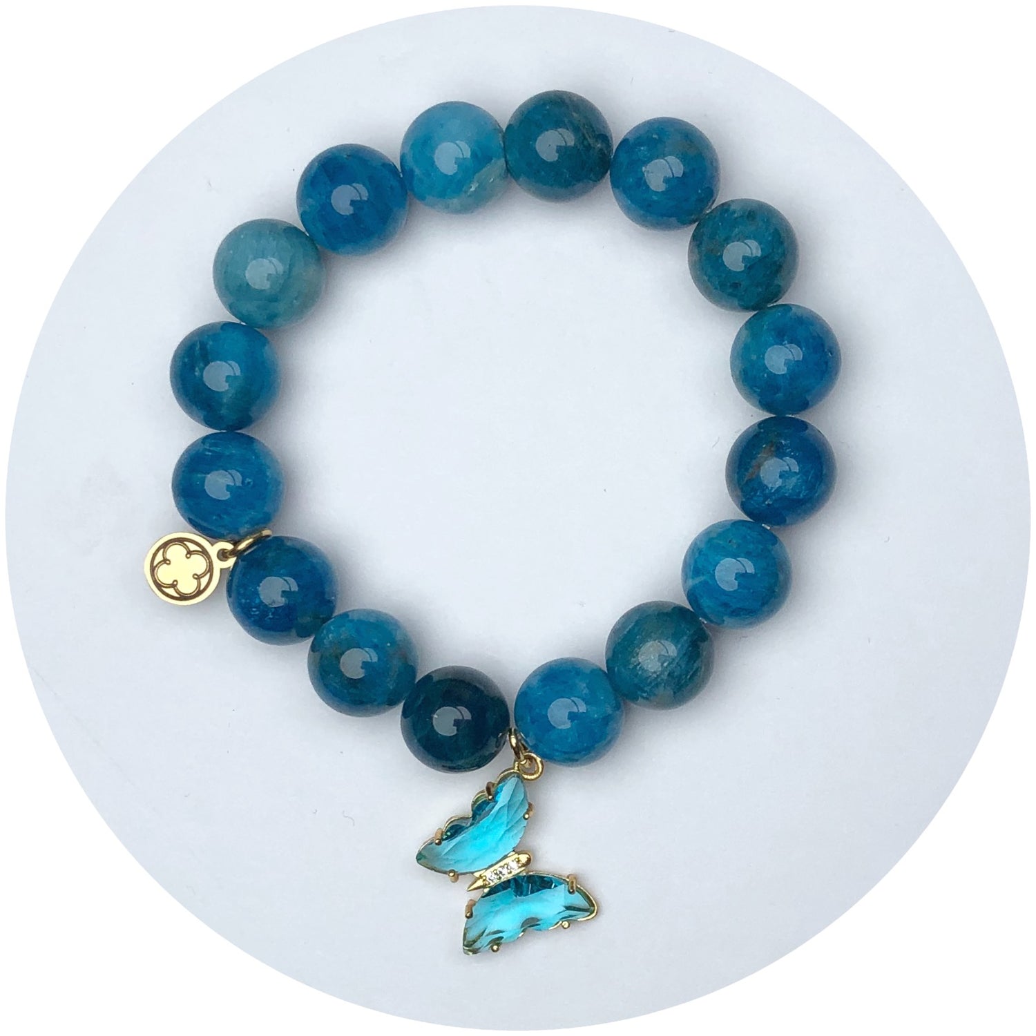 Blue Apatite with Aqua Glass Butterfly Pendant