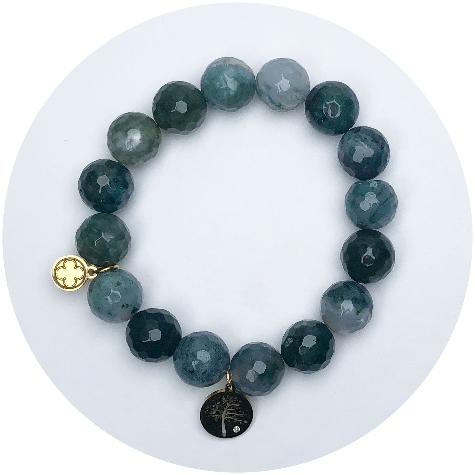 Evergreen Agate with Pavé Tree of Life Pendant