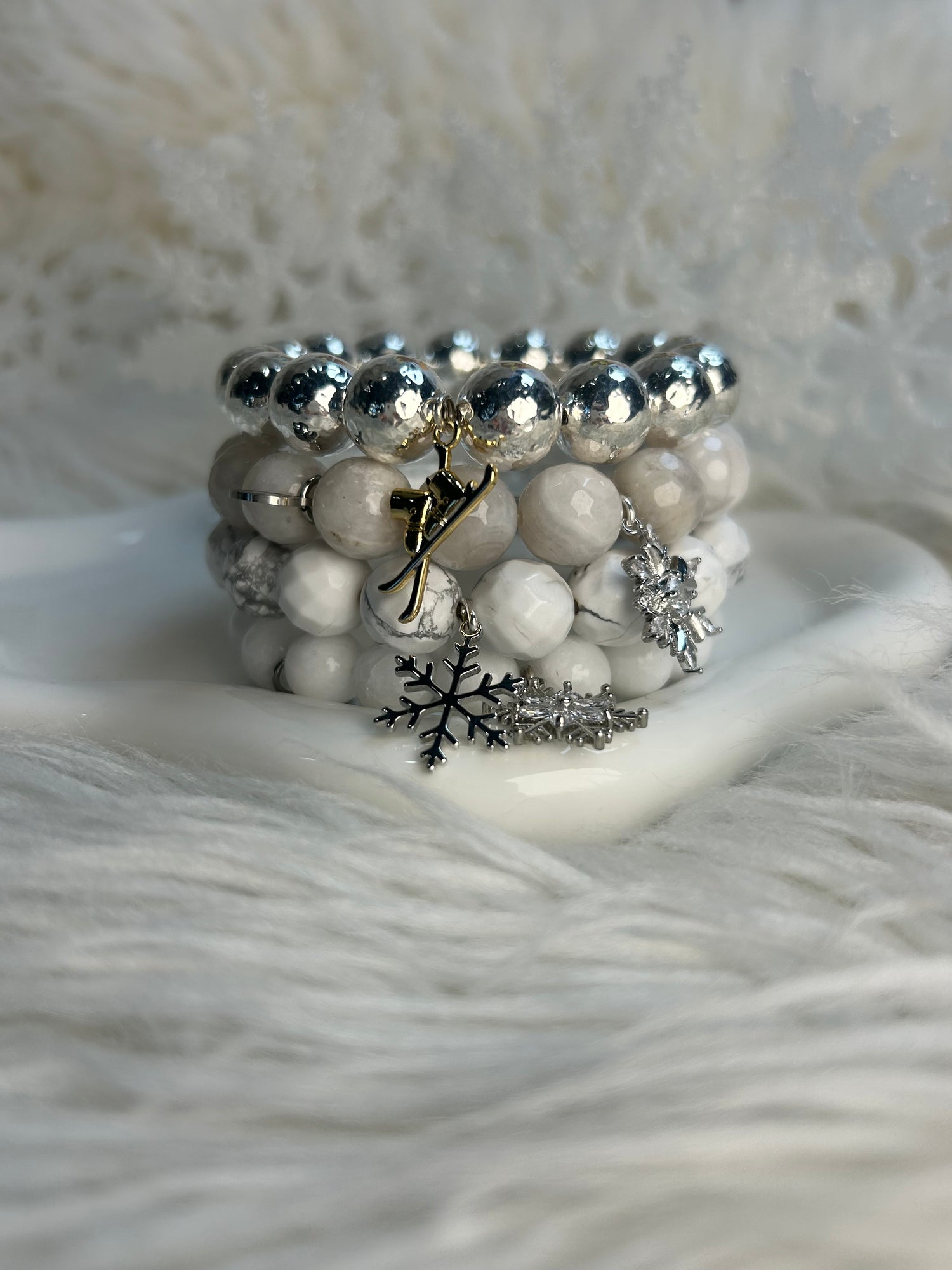 Hammered Sterling Silver with Ski Blades Pendant