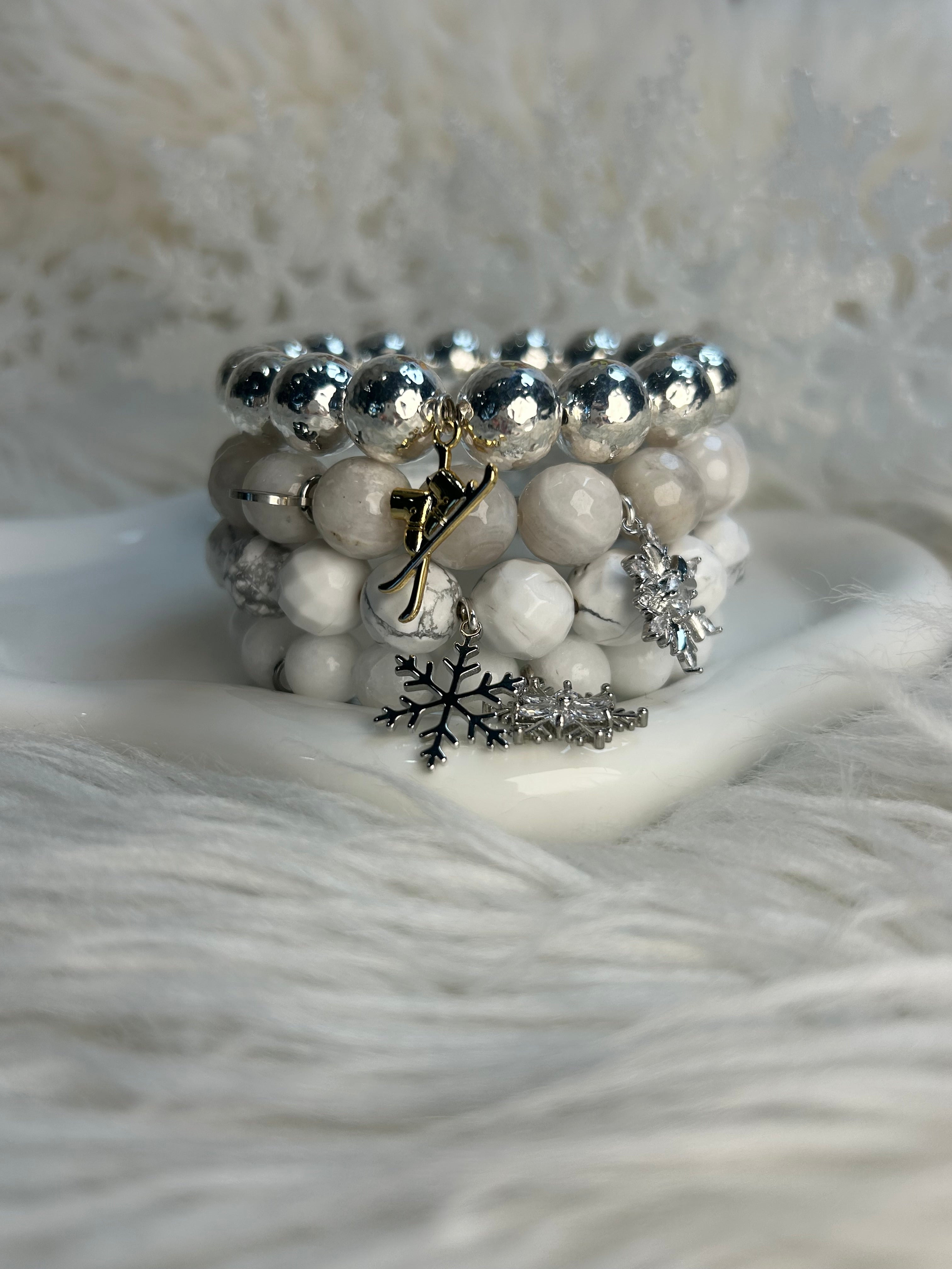 Hammered Sterling Silver with Ski Blades Pendant