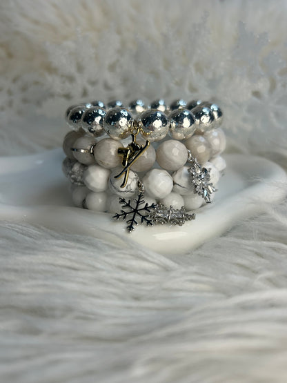 Hammered Sterling Silver with Ski Blades Pendant