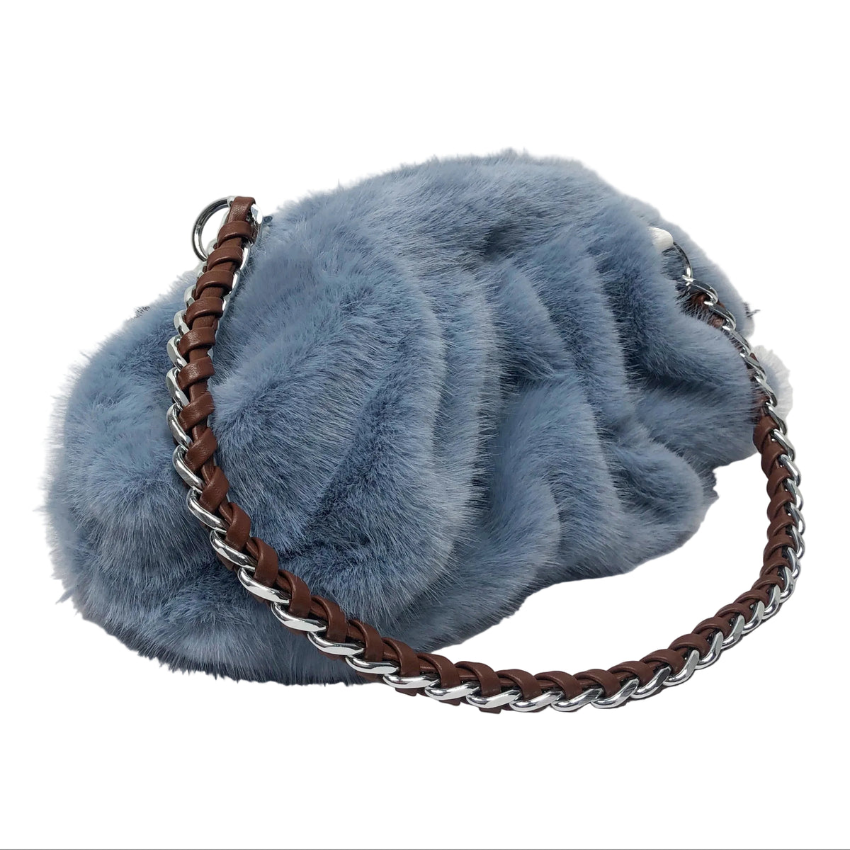 La Nuvola Serenity Blue Faux Mink Bag