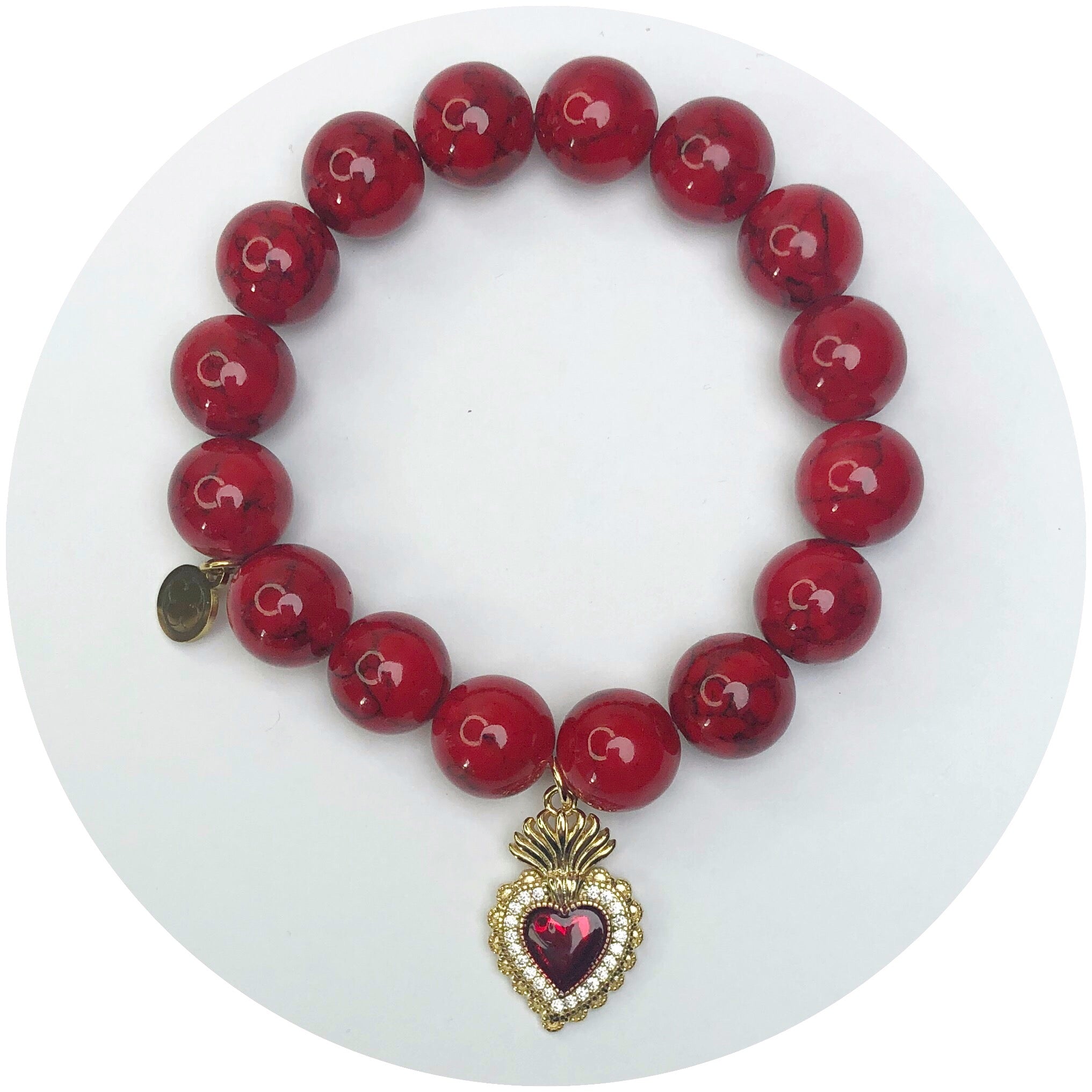 Red Howlite with Sacred Heart Pendant