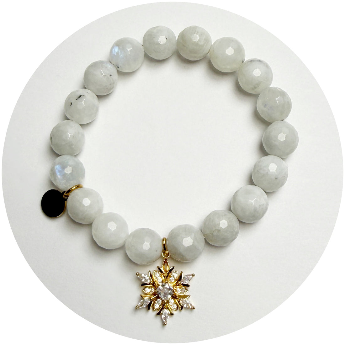 Moonstone with Gold Pavé Mini Snowflake