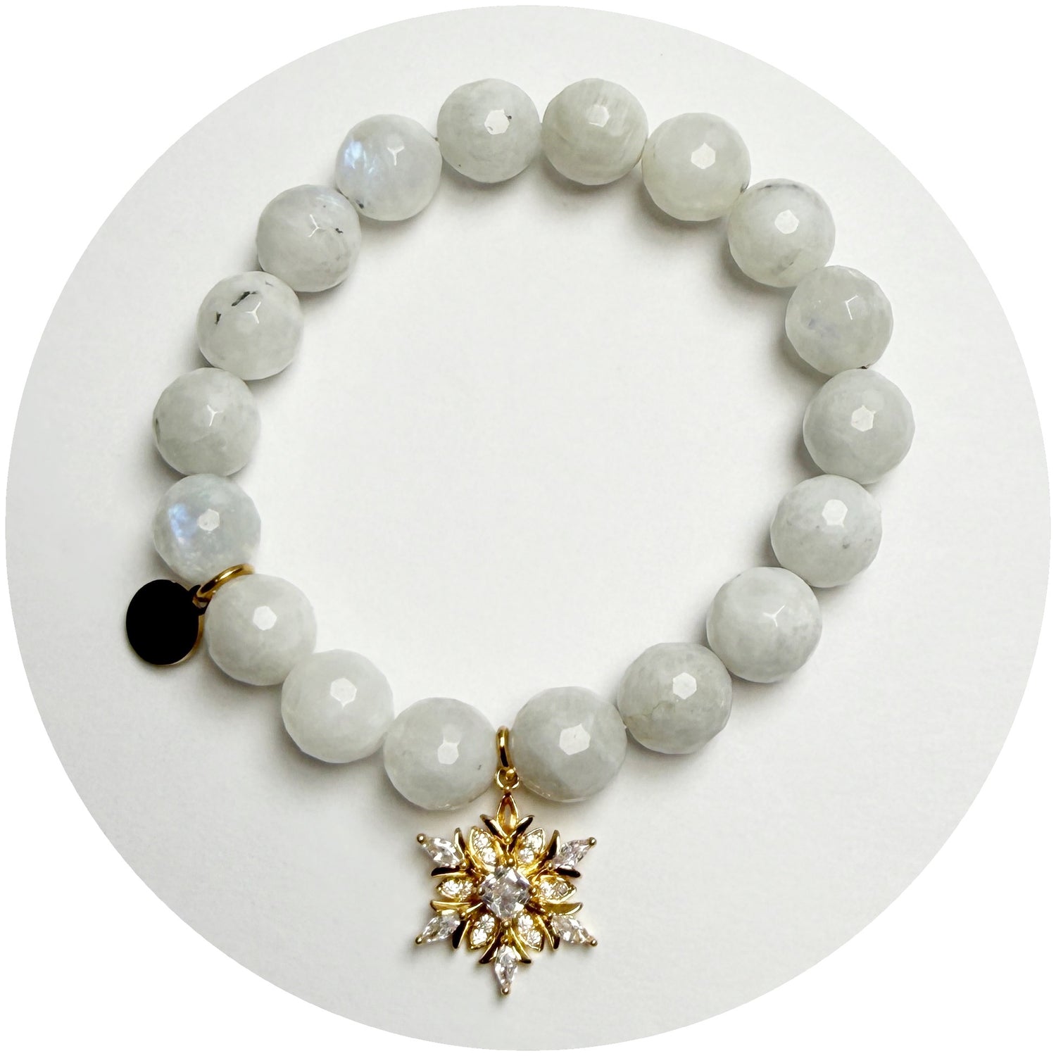Moonstone with Gold Pavé Mini Snowflake