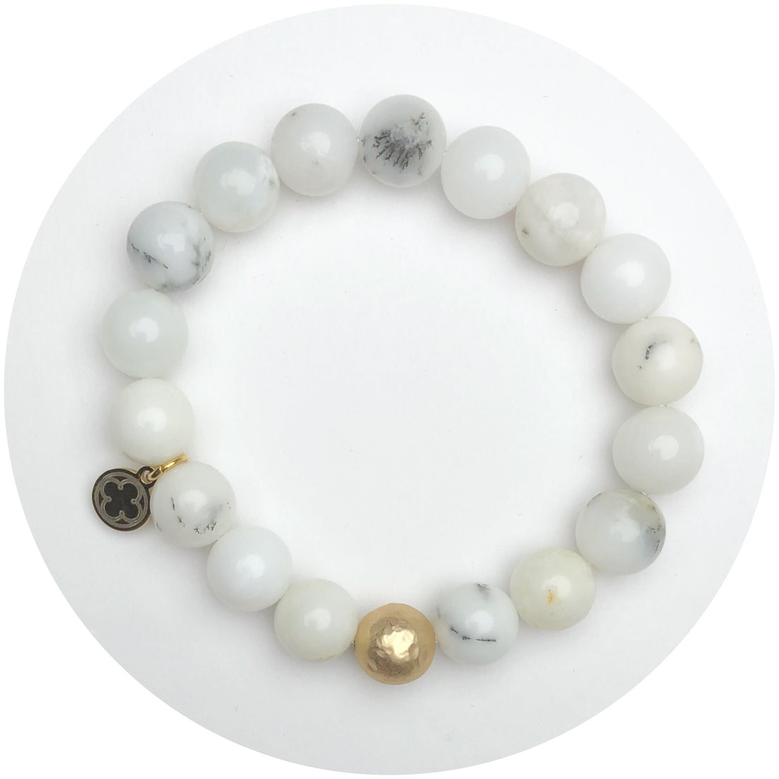 White Opal with Hammered Gold Accent