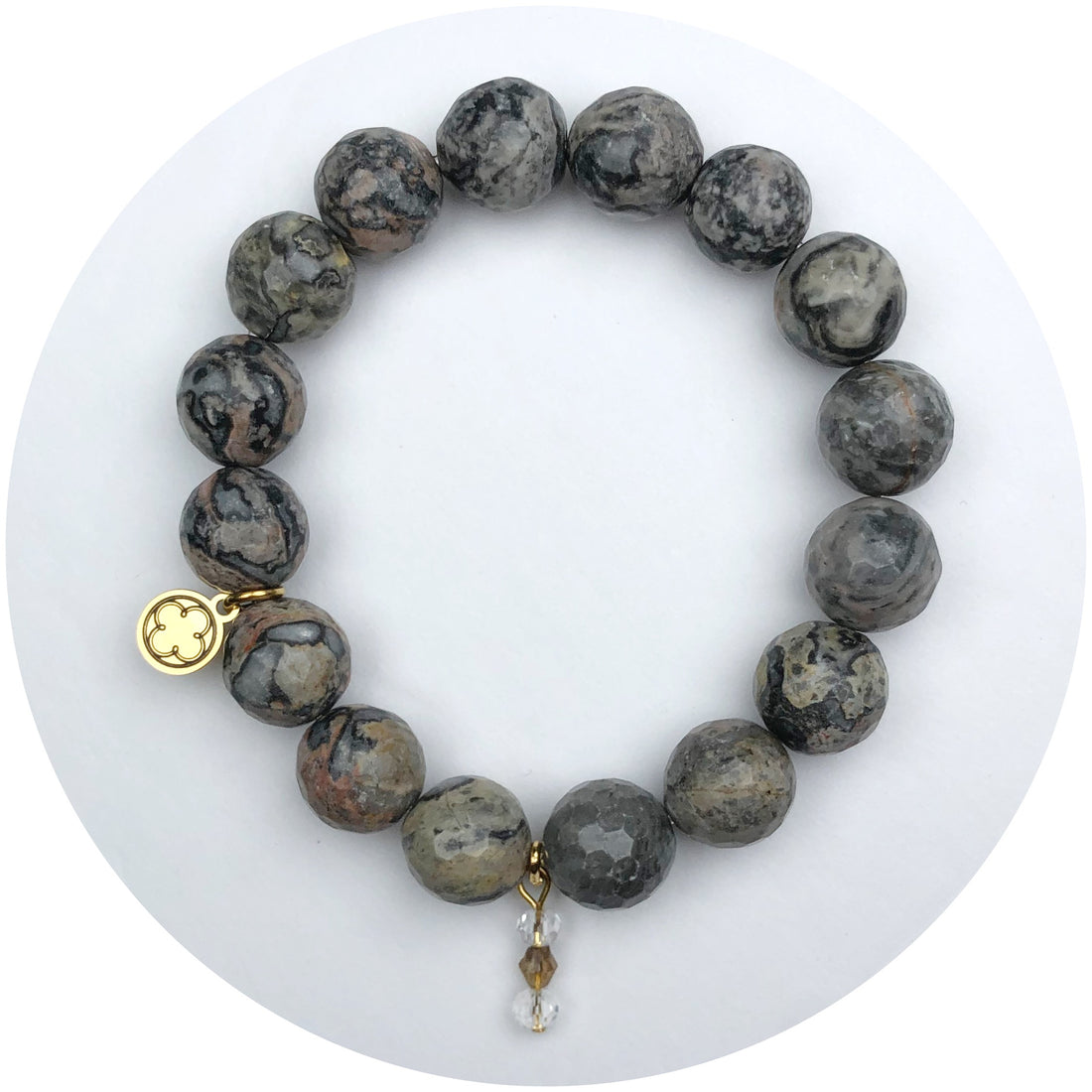 Shadow Jasper Jade with Oak Beaded Crystal