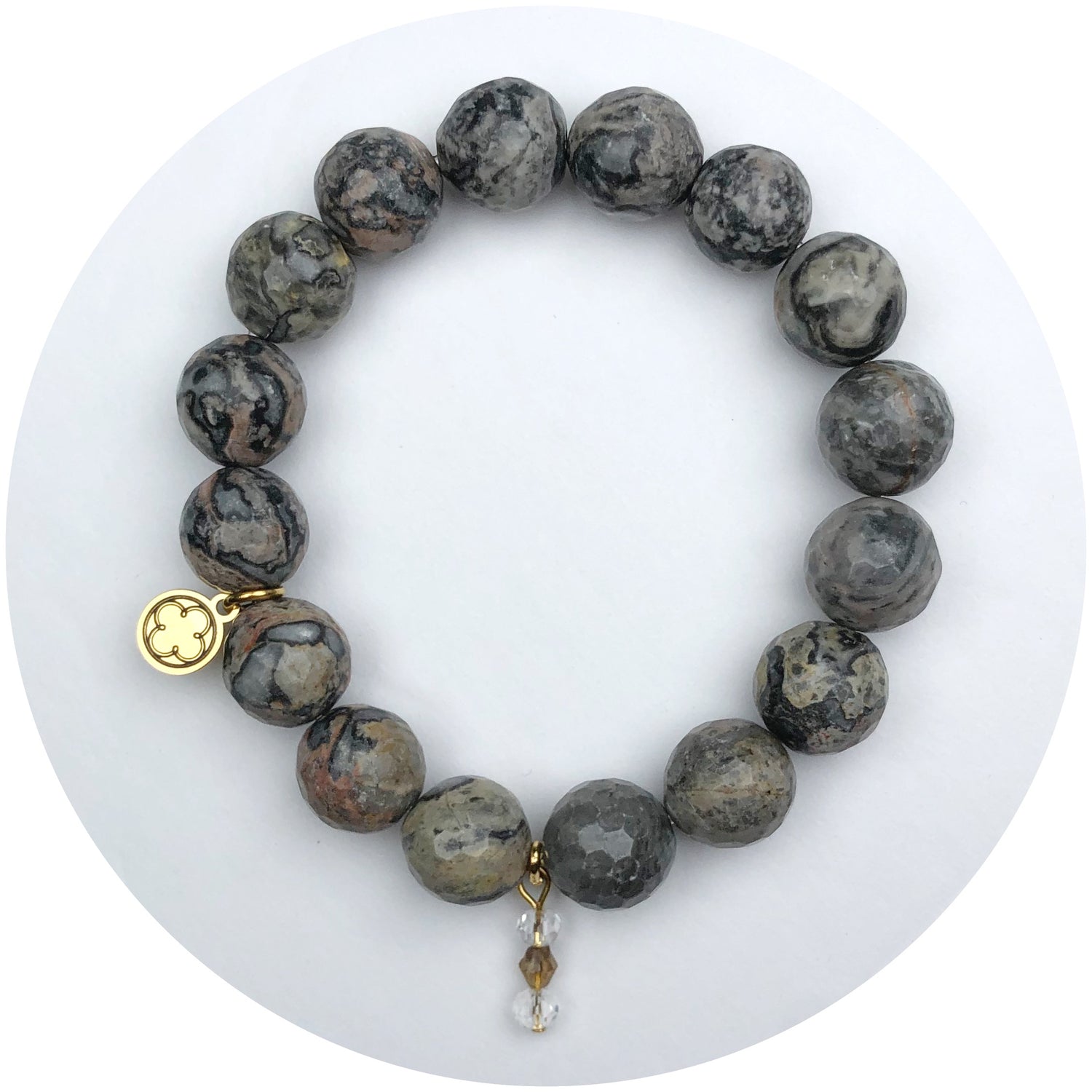 Shadow Jasper Jade with Oak Beaded Crystal