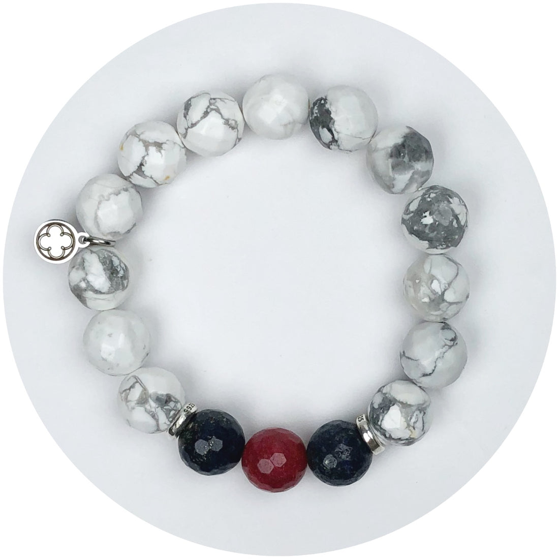 Frosted Marble Agate and Mixed Cherry Indigo with Silver Spacers