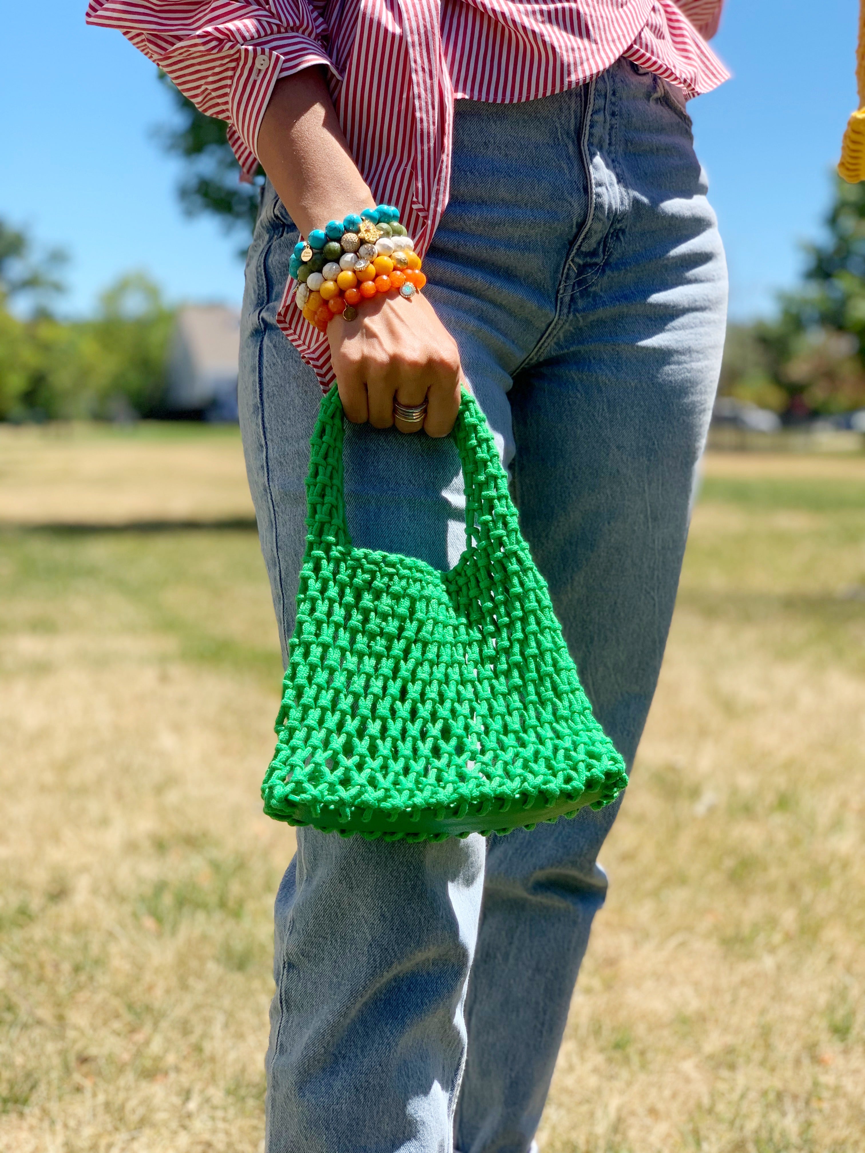 Catie Crochet Green Mini Bag