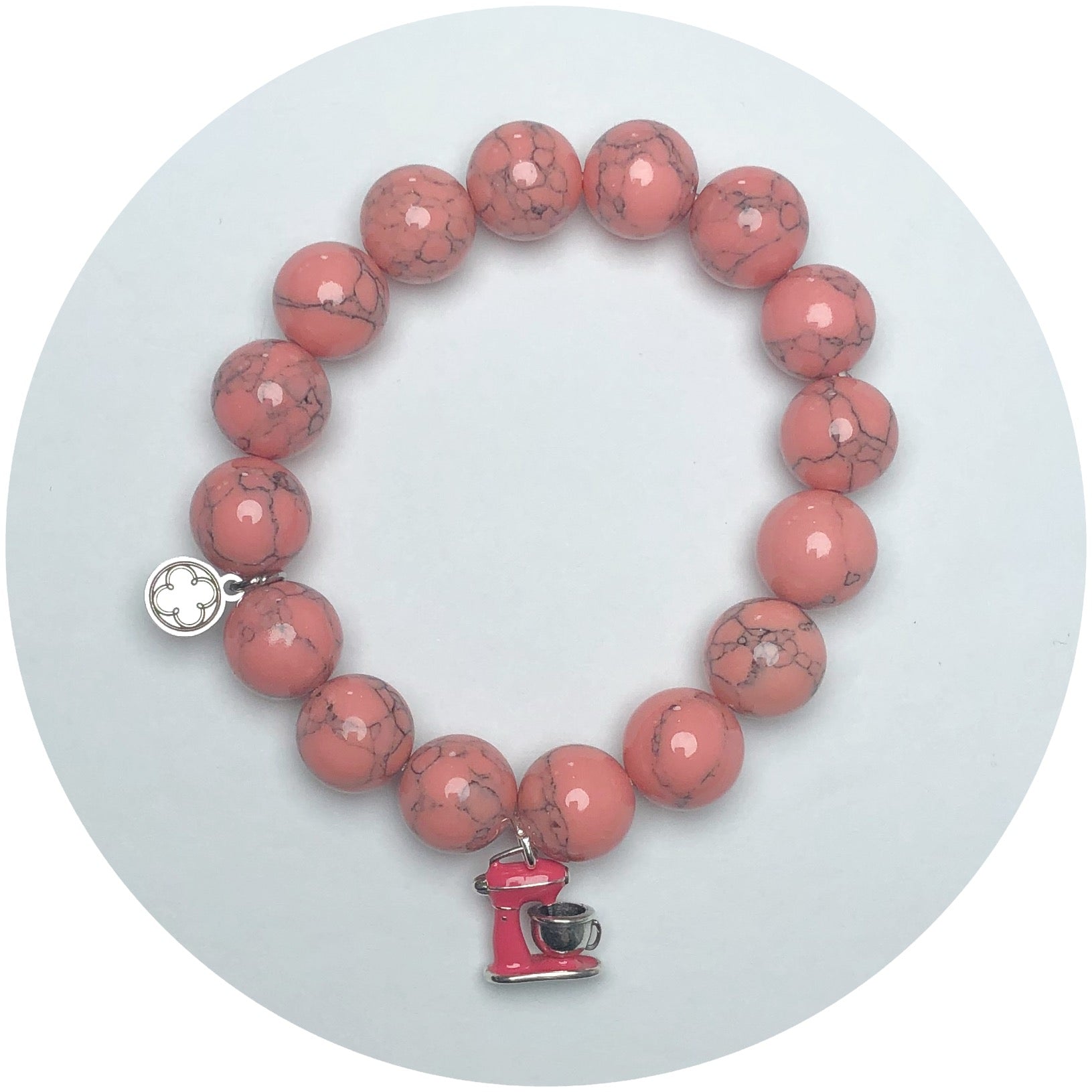 Coral Pink Howlite with Pink Enamel Mixer