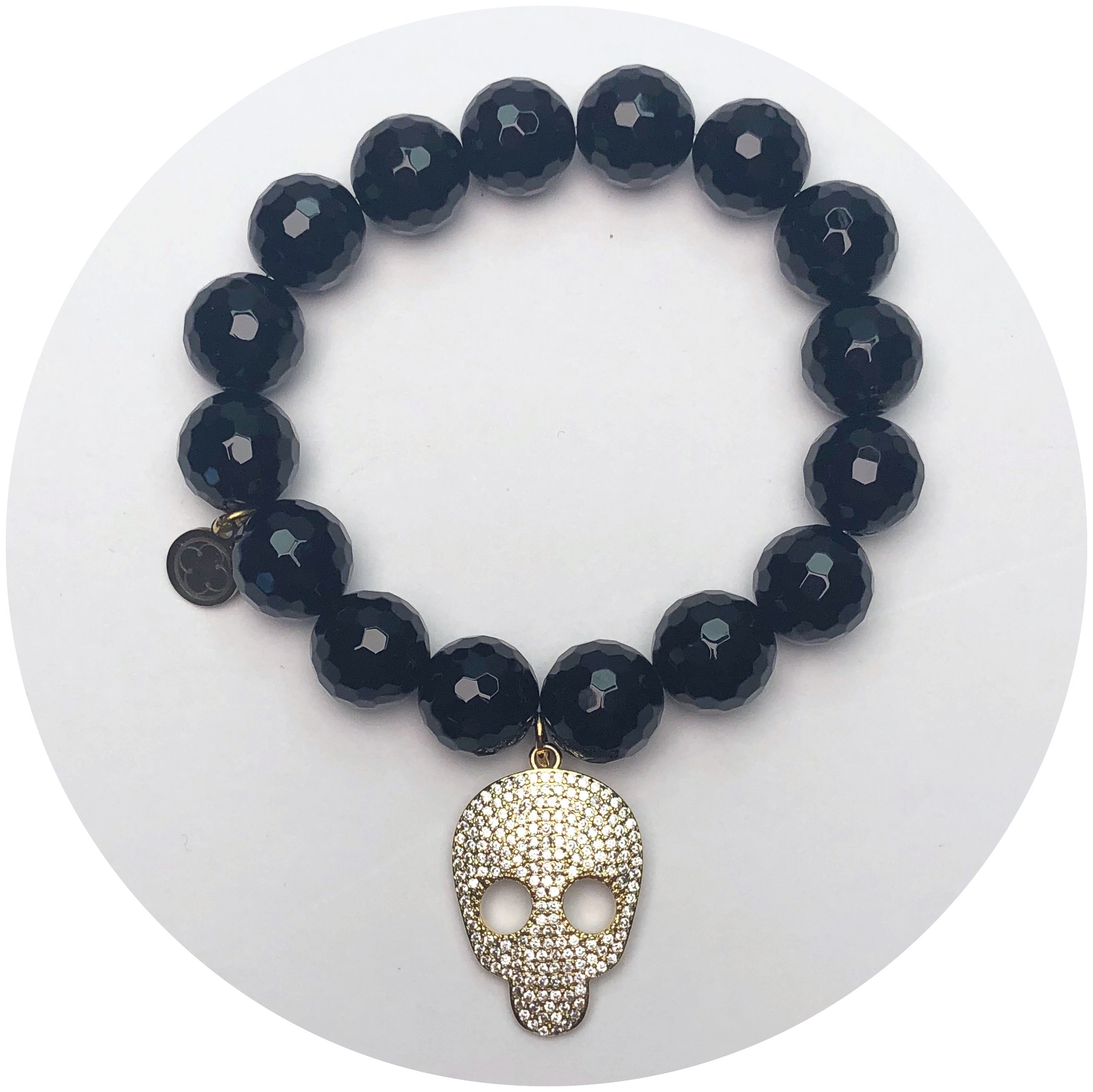 Black Onyx with Pavé Gold Skull