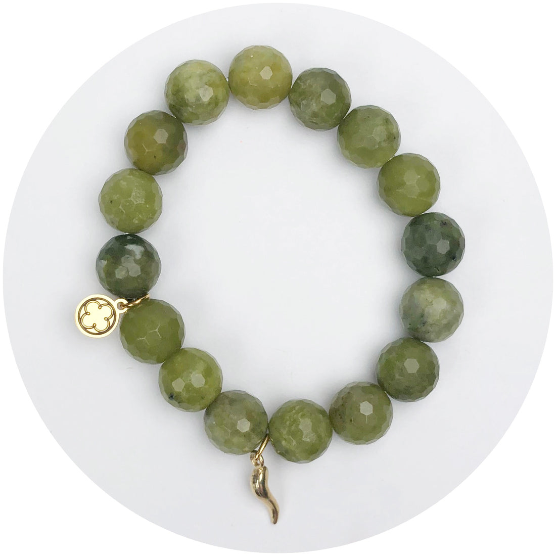 Pickle Green Jasper with Mini Gold Cornicello Pendant