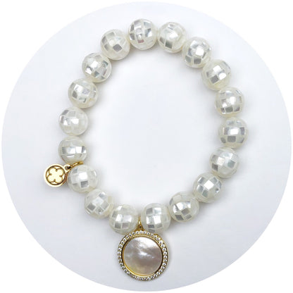 Mosaic Mother of Pearl with Mother of Pearl Gold Pavé Disc