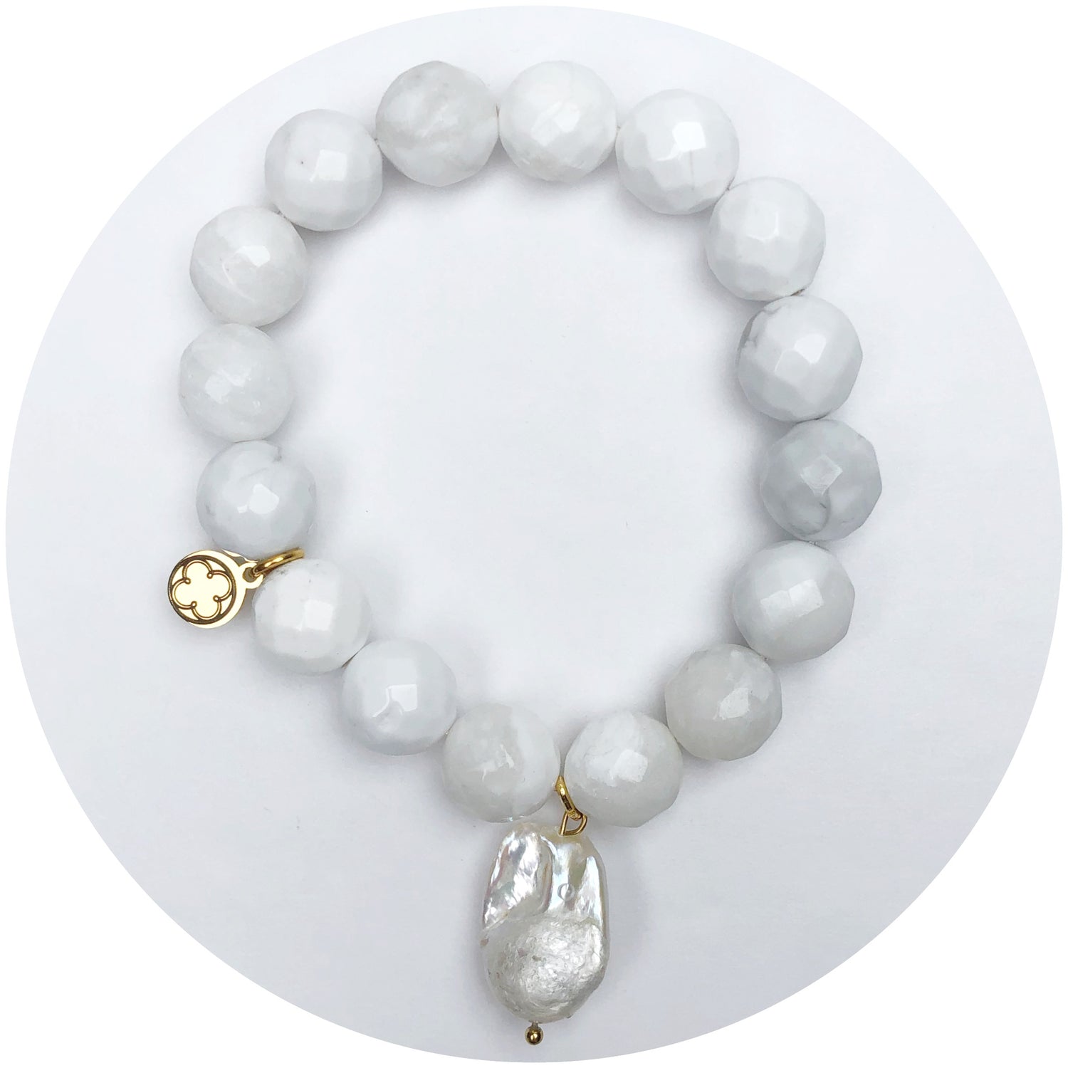 Frosted Snow Agate with Haloed Pearl Pendant