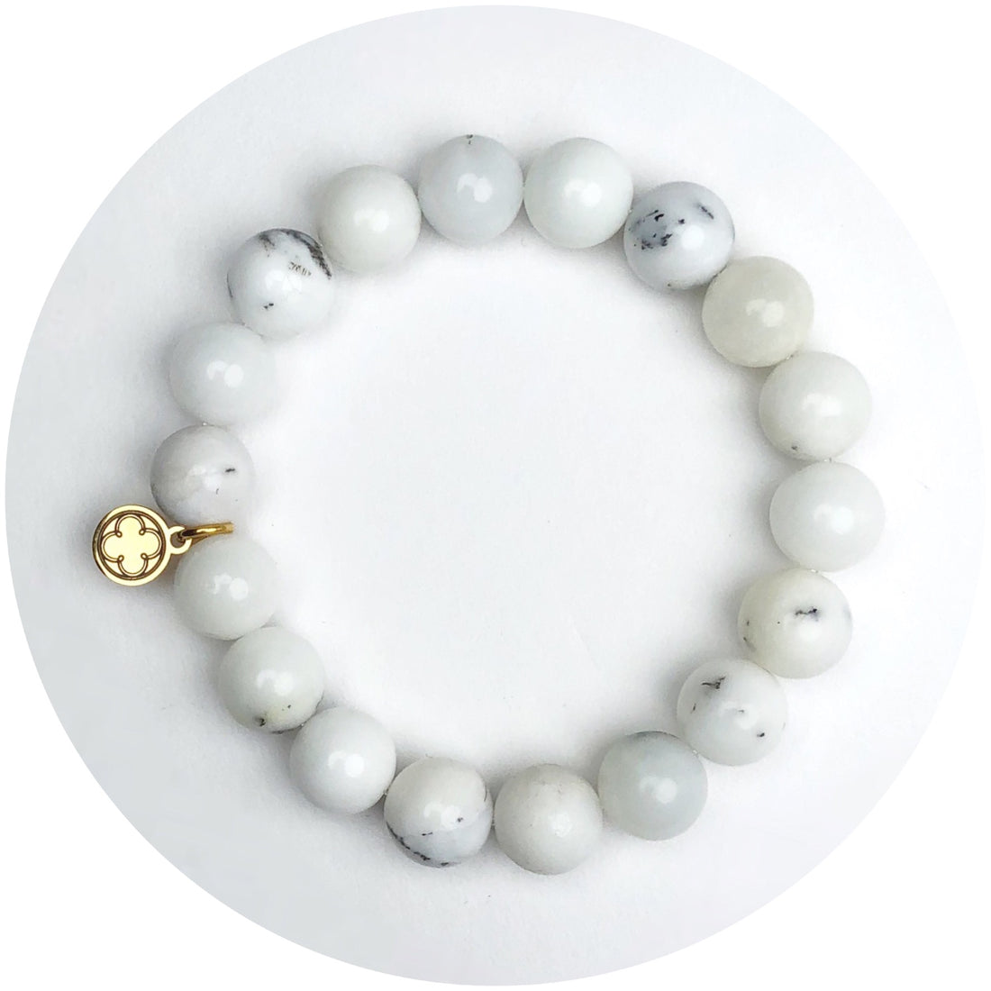 White Opal Beaded Bracelet