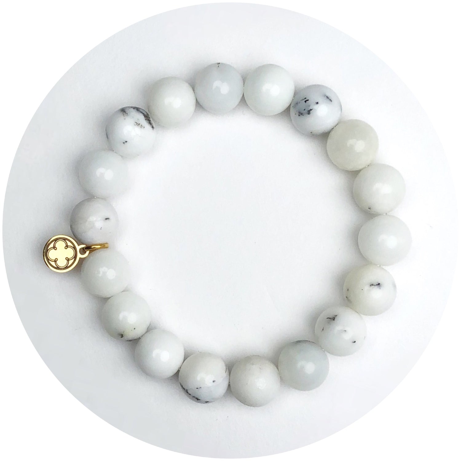 White Opal Beaded Bracelet