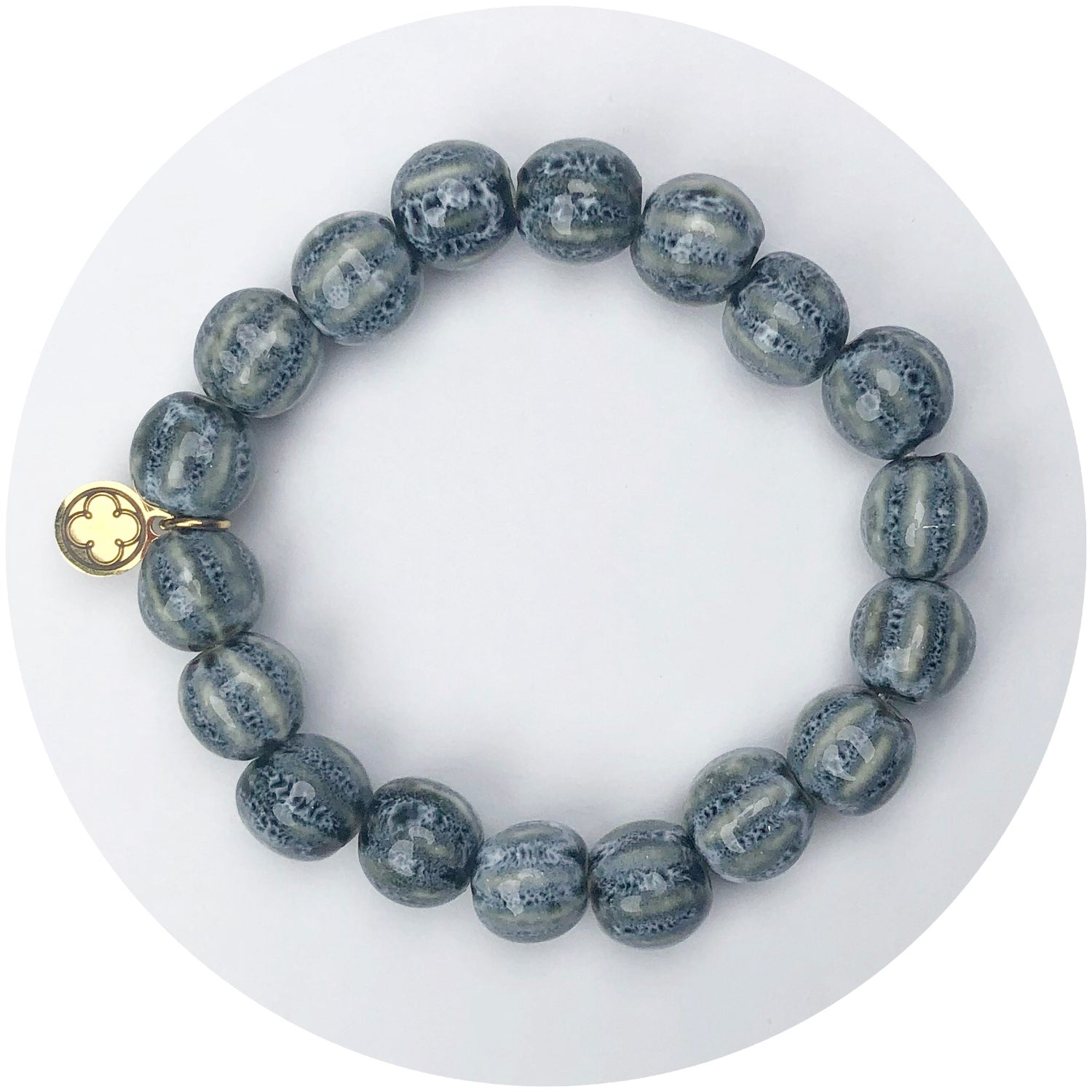 Smoke Ceramic Riccio Beaded Bracelet - Oriana Lamarca LLC