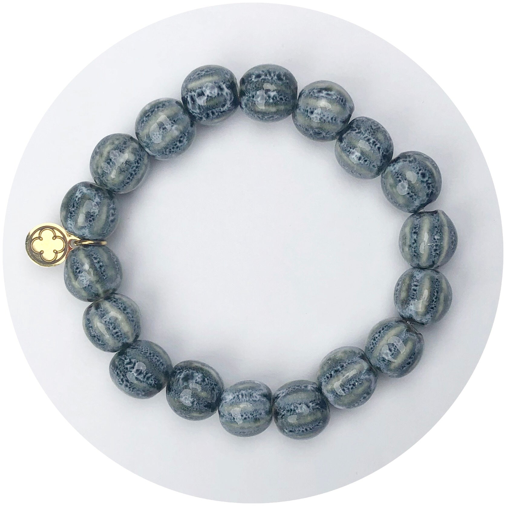 Smoke Ceramic Riccio Beaded Bracelet - Oriana Lamarca LLC