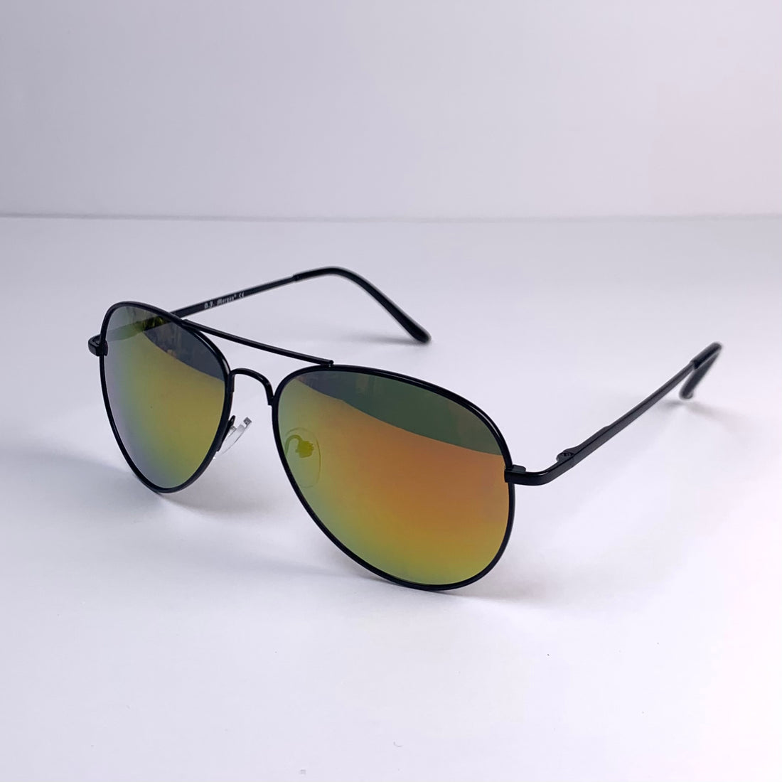 Black Frame/Yellow Mirrored Aviator Sunglasses