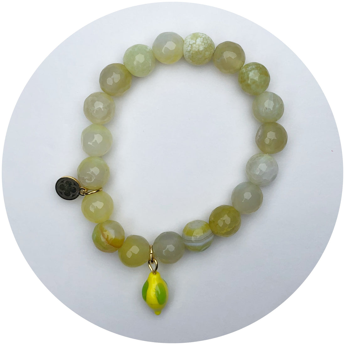 Butter Agate with Glass Lemon Pendant