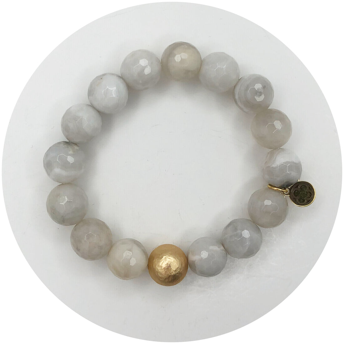 Milky Cloud Agate with Hammered Gold Accent