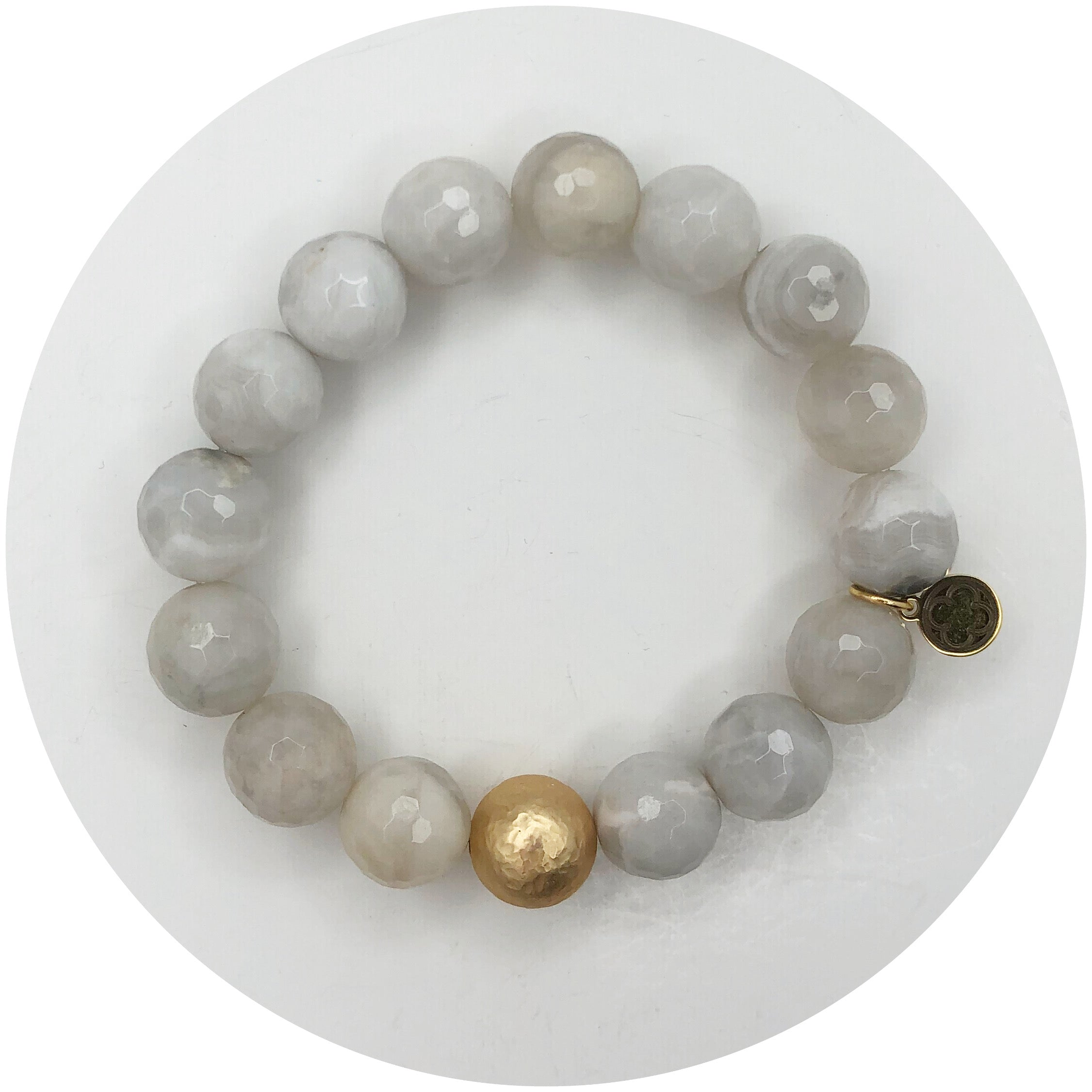 Milky Cloud Agate with Hammered Gold Accent