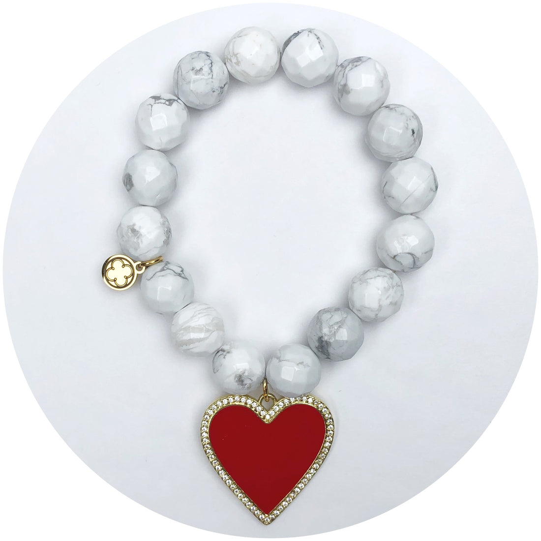 Frosted Marble Agate with Ruby Heart Pendant