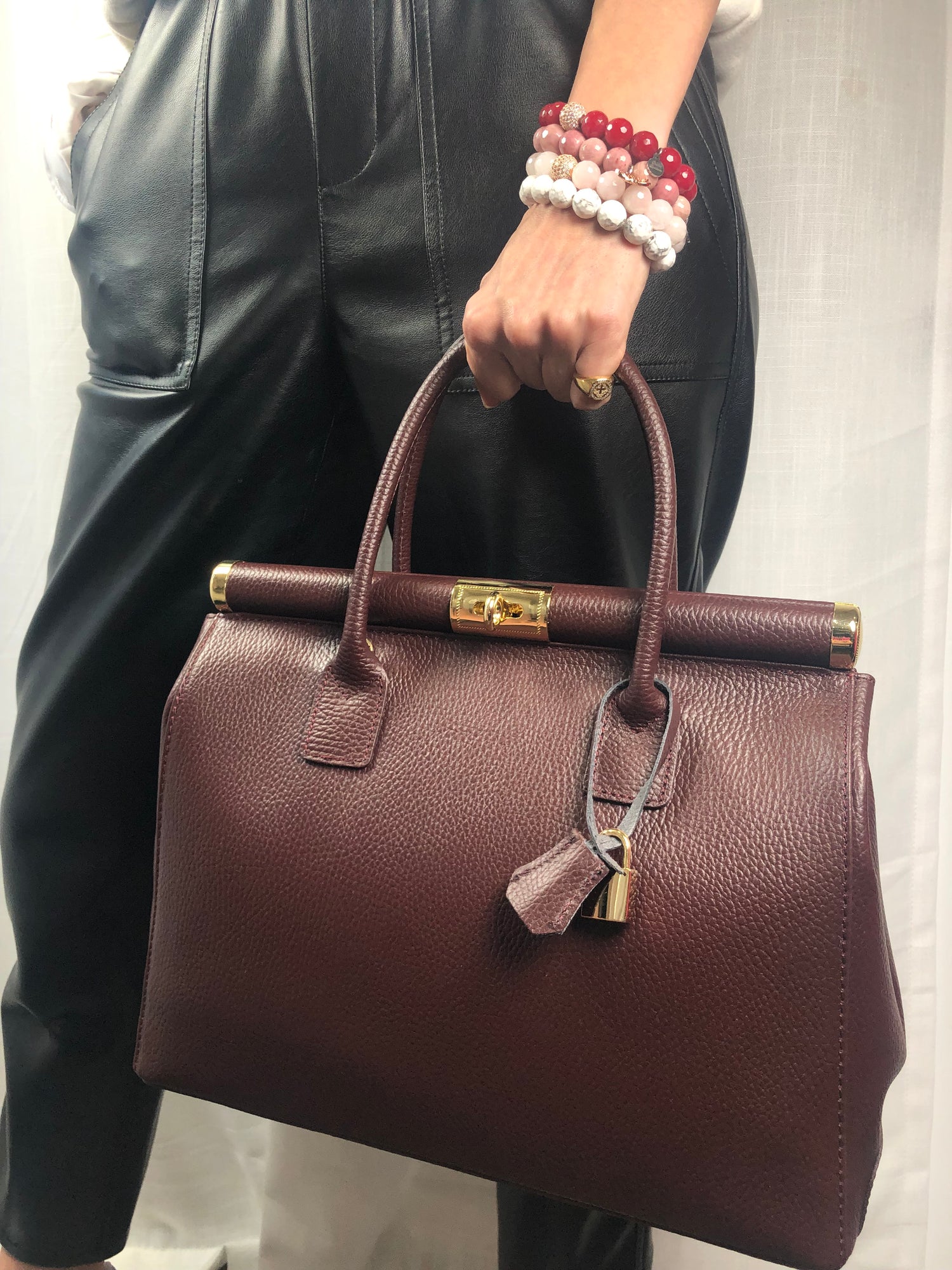 Caterina Marsala Leather Handbag