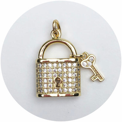 Pavé Lock and Key Pendant