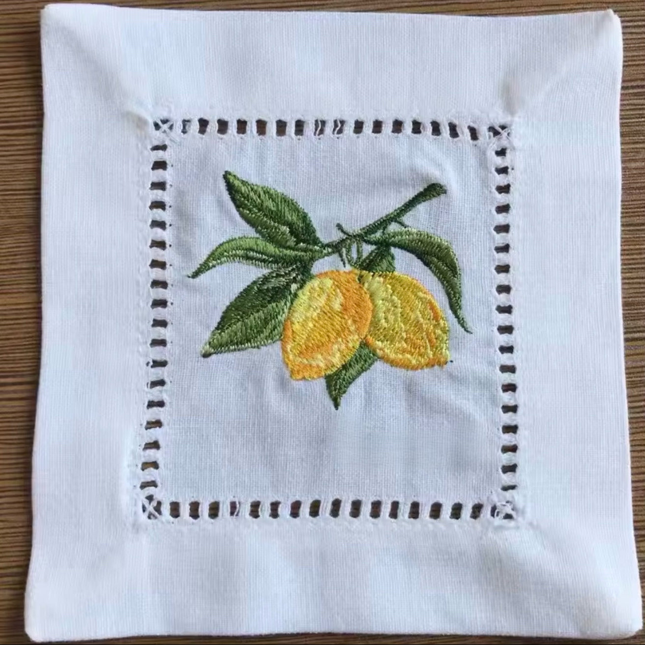 Lemon Embroidered Cocktail Napkins (Set of 4) - Oriana Lamarca LLC