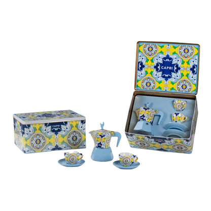 Mokavit "Taormina" Coffee Gift Box - 3 Cup Pot + 2 Sets of Cups