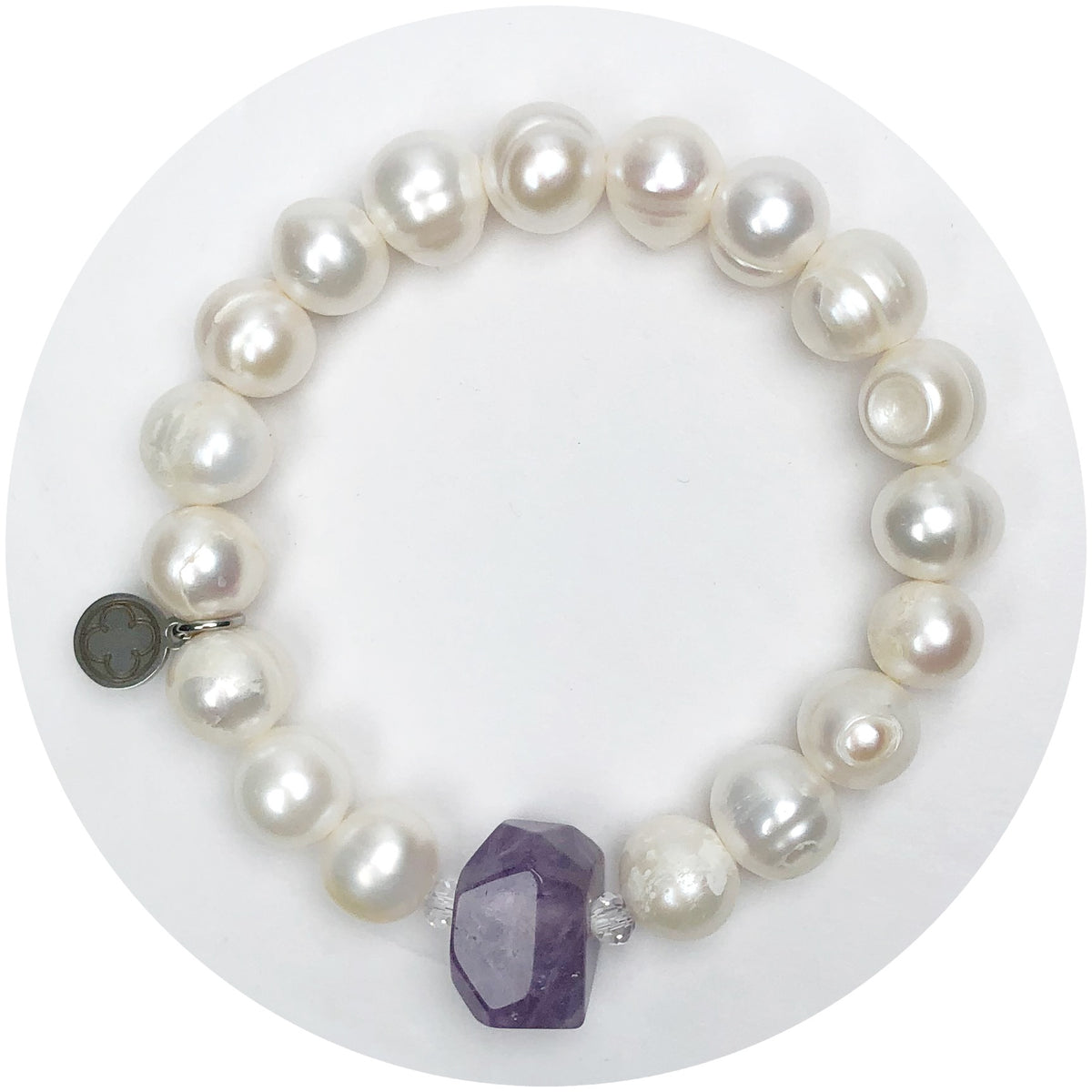 Haloed Freshwater Pearl with Orchid Violet Nugget