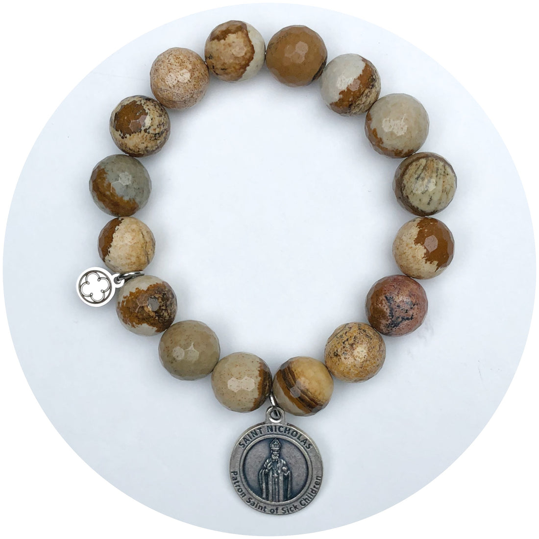 Woody Jasper with Silver Saint Nicholas Pendant
