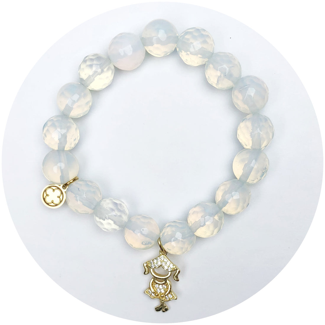 Milky Glass Opal with Girl Pendant