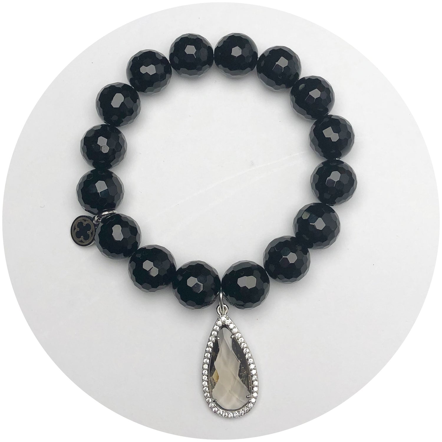 Black Onyx with Pavé Grey Crystal Point Pendant
