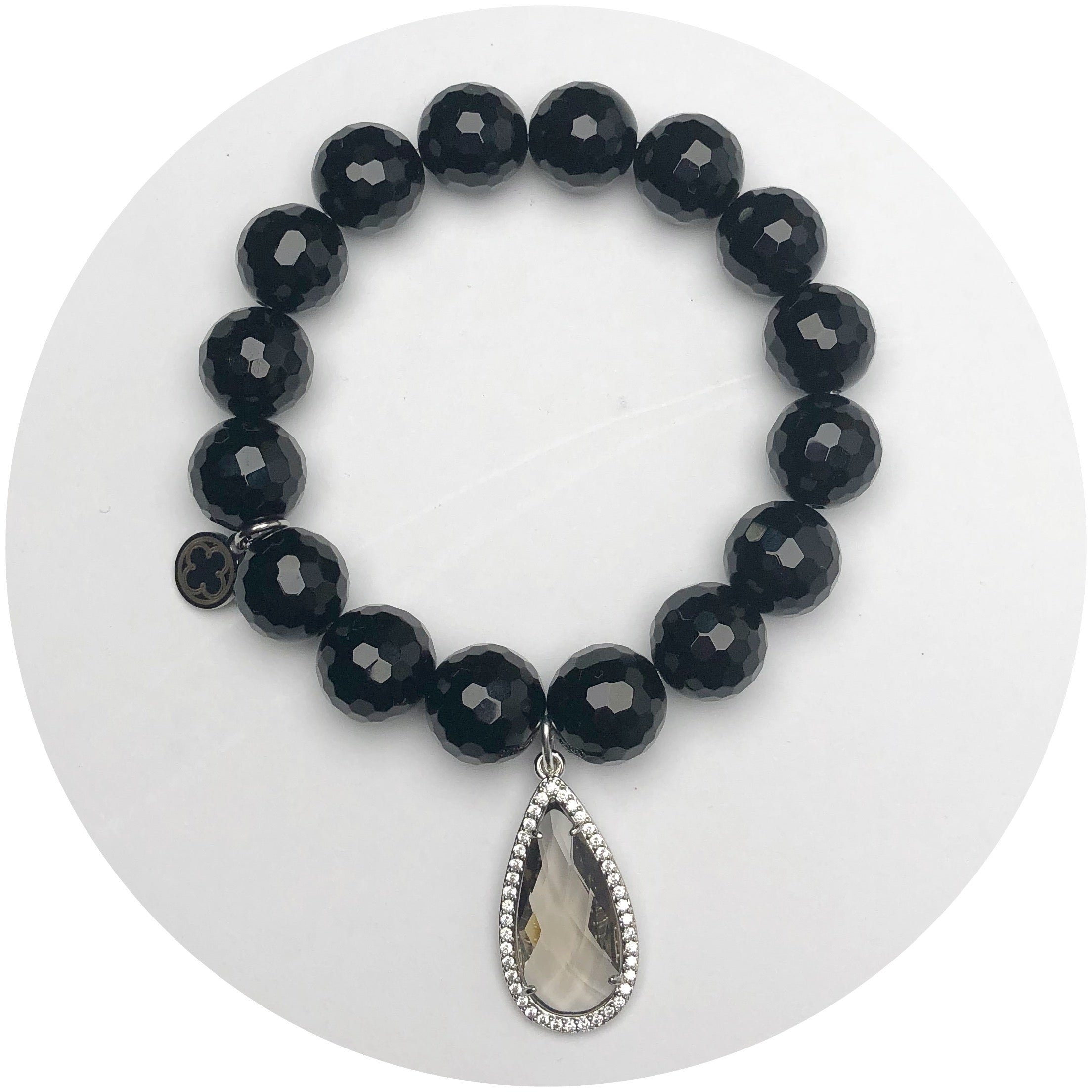 Black Onyx with Pavé Grey Crystal Point Pendant