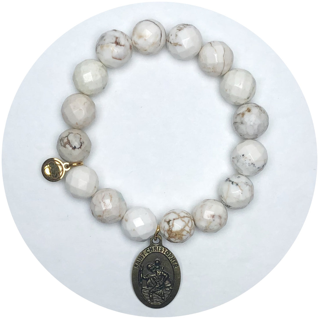 Fossil Agate with Saint Christopher Pendant