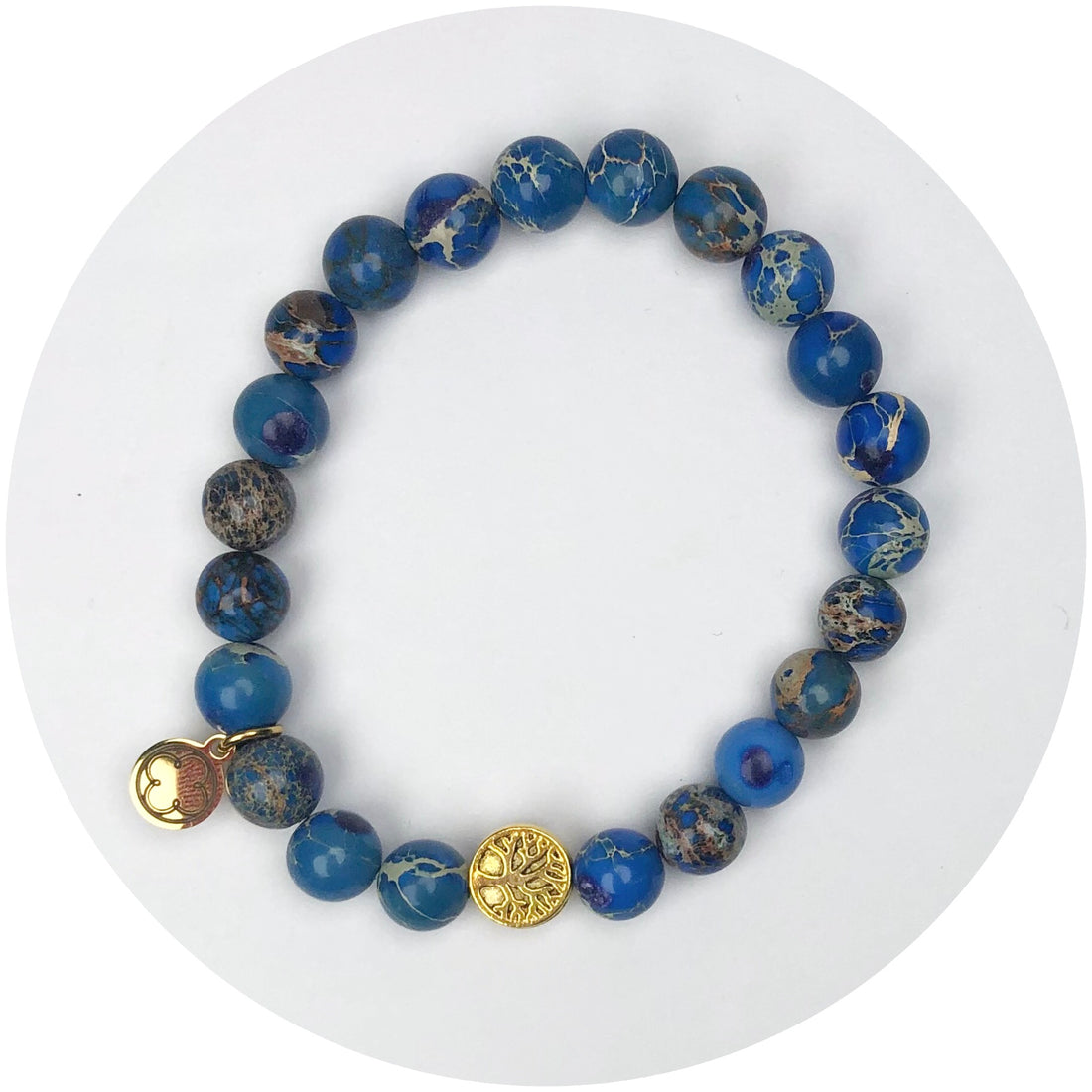 Azul Coral Reef Jasper with Tree of Life Gold Accent