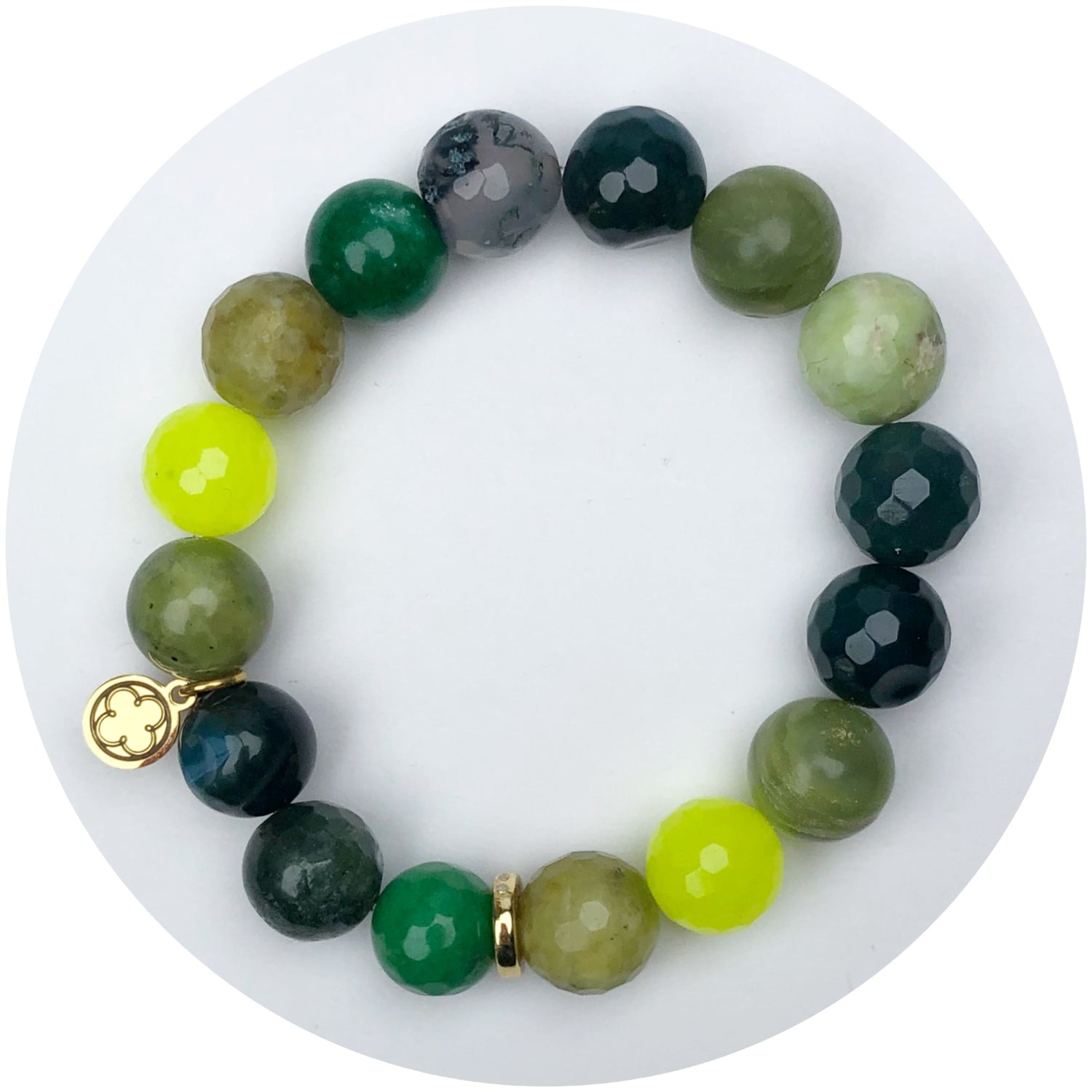 Mixed Swamp Jade with Gold Spacer